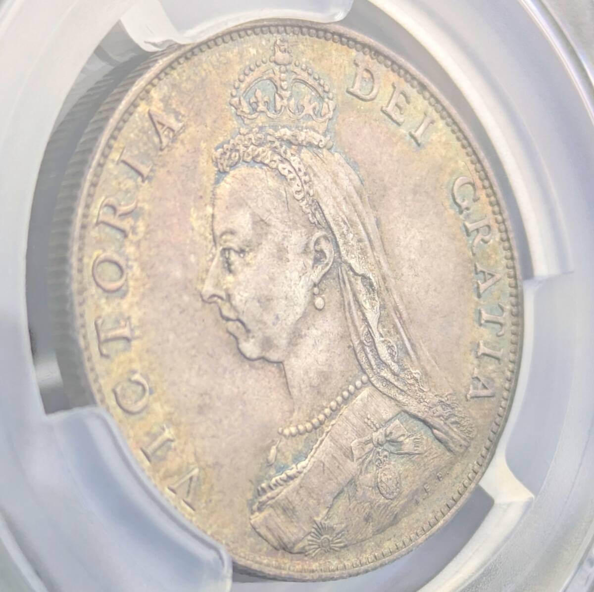 1円スタート！★高鑑定★1887年 イギリス ヴィクトリア フローリン銀貨 PCGS MS62 ２シリング アンティーク コイン ビクトリア シルバー_画像5