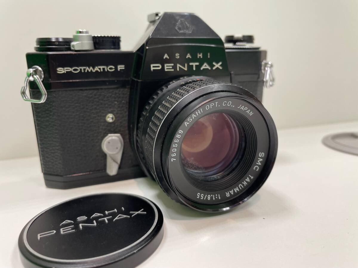 【B13910TY】PENTAX SPOTMATIC F SP F ブラックボディ / TAKUMAR F1.8 55mm 単焦点レンズ 現状品 MF フィルムカメラ_画像1