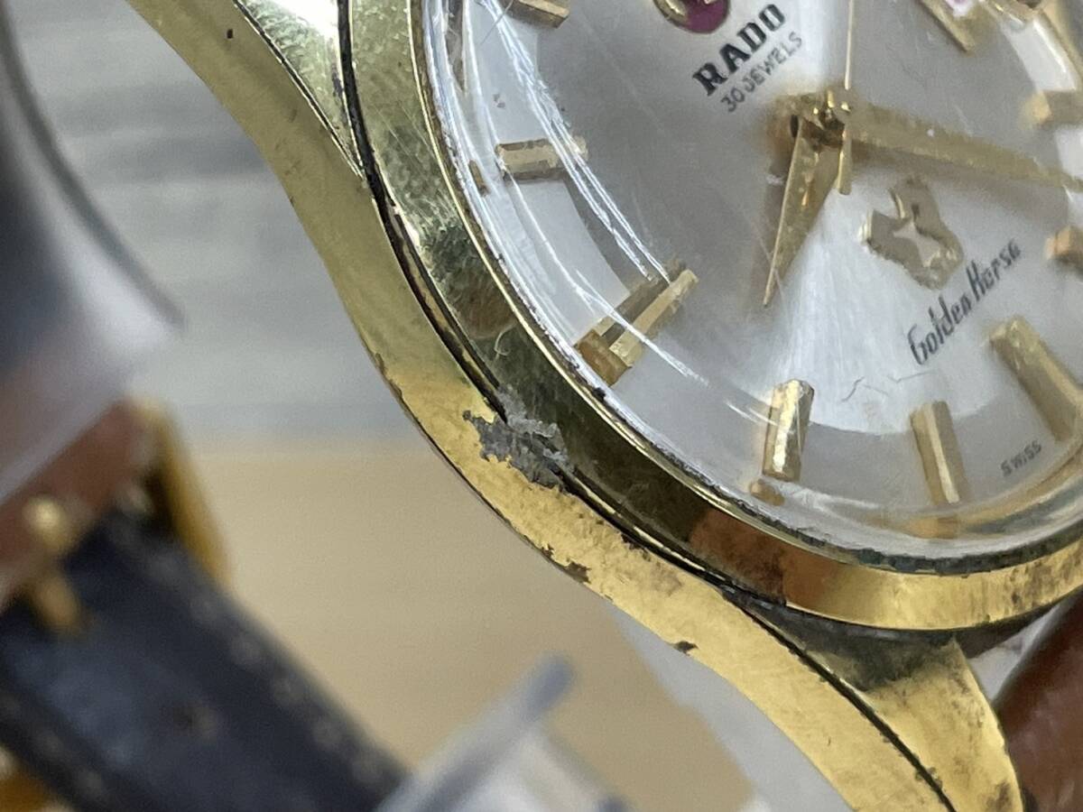 【E1481TY】RADO ラドー 11674/1 ゴールデンホース シルバー文字盤 自動巻き 稼働 デイト 社外ベルト メンズ腕時計_画像6