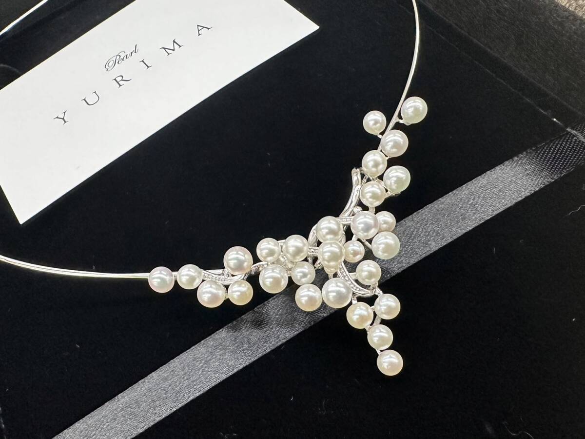 【E1884AM】美品 pearl YURIMA パールユリマ シルバー デザイン パールネックレス SILVER 真珠 箱付きの画像3