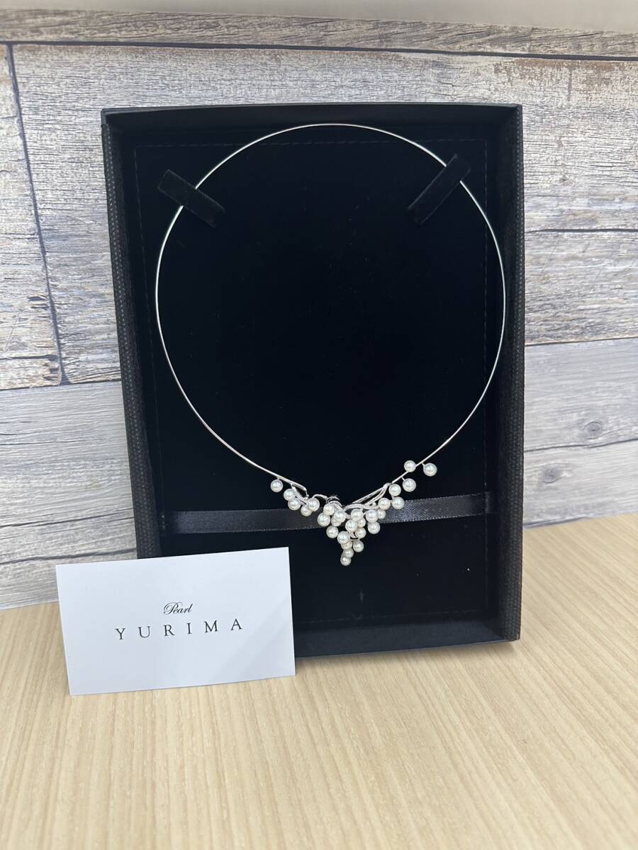 【E1884AM】美品 pearl YURIMA パールユリマ シルバー デザイン パールネックレス SILVER 真珠 箱付きの画像2