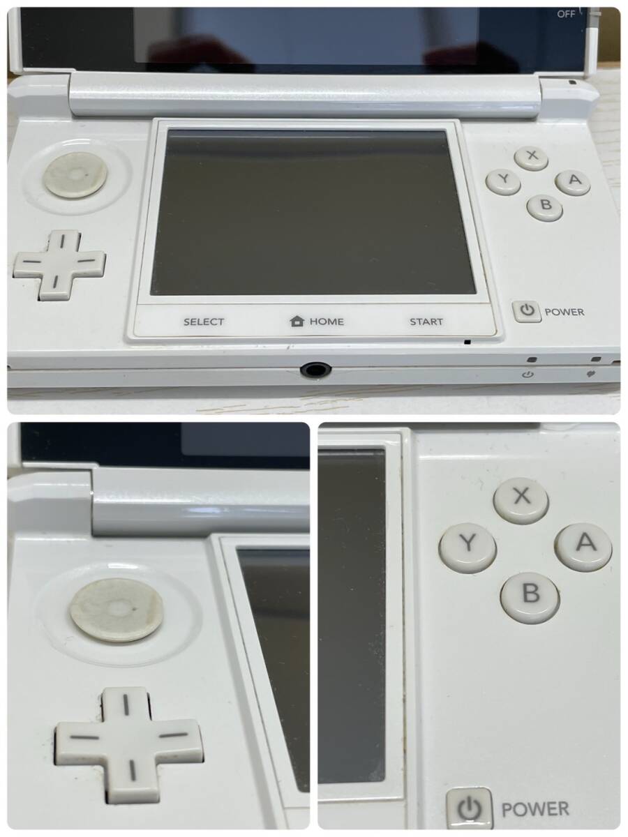 【EF939TY】Nintendo ニンテンドー 3DS ピュアホワイト 通電確認済み ソフト付き マリオパーティー ピクミン 現状品 ゲーム機 の画像4