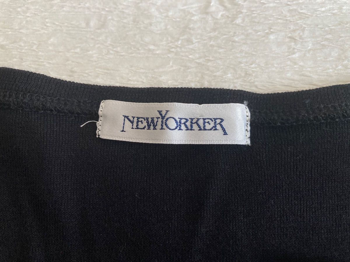 ［美品］NEW YORKER　ニューヨーカー　上品 上質 カットソー　sizeM　黒　ブラック　七分袖