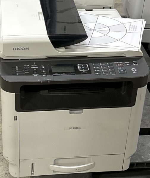RICOH A4モノクロレーザープリンター複合機 SP 2300SFL 印刷枚数53810枚 両面印刷/ADF/給紙カセット/手差しトレイOK 大阪発 20240313-o43