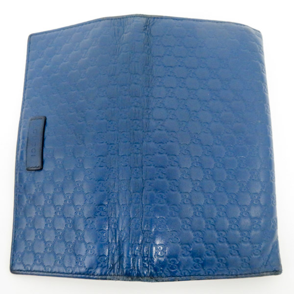  Gucci GUCCI микро Guccisima складывающийся пополам длинный кошелек 449396 голубой б/у [ качество iko-]