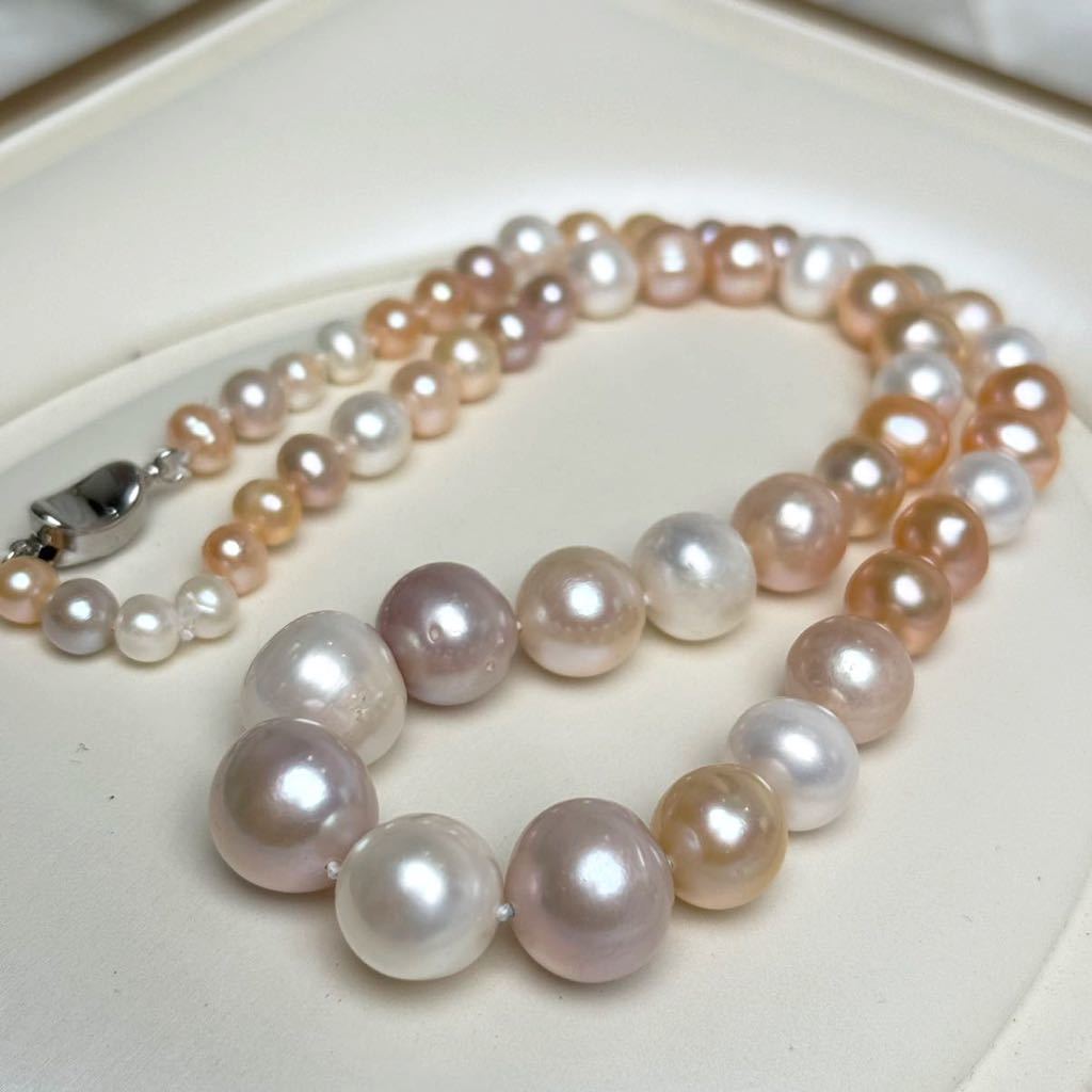 綺麗！南洋パールネックレス7-13mm 本真珠ネックレス 42cm jewelry 珠 艷 Pearl 真珠の画像9