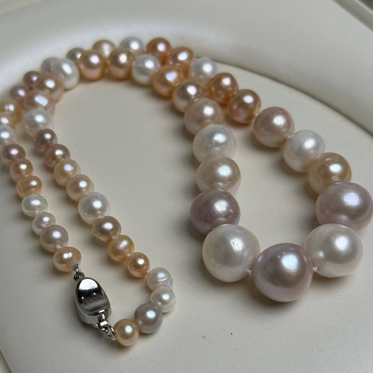 綺麗！南洋パールネックレス7-13mm 本真珠ネックレス 42cm jewelry 珠 艷 Pearl 真珠の画像8