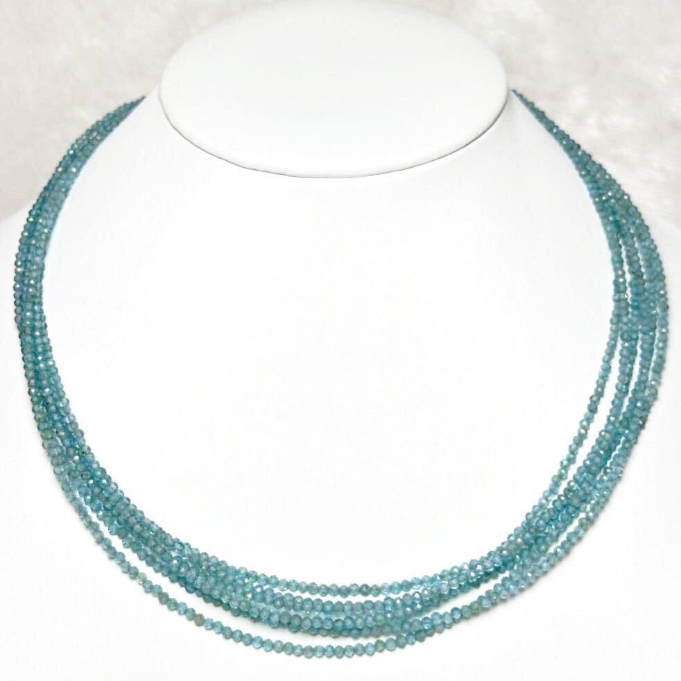 06六連アクアマリンネックレス　150ct 天然石ネックレス38+5cm jewelry necklace _画像1