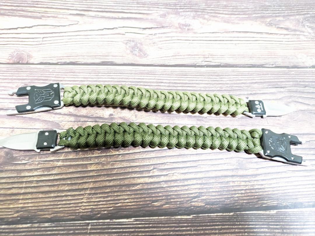 2本セット ブレスレット型ナイフ EDCナイフ アウトドア 緑×2 釣り コレクション_画像4
