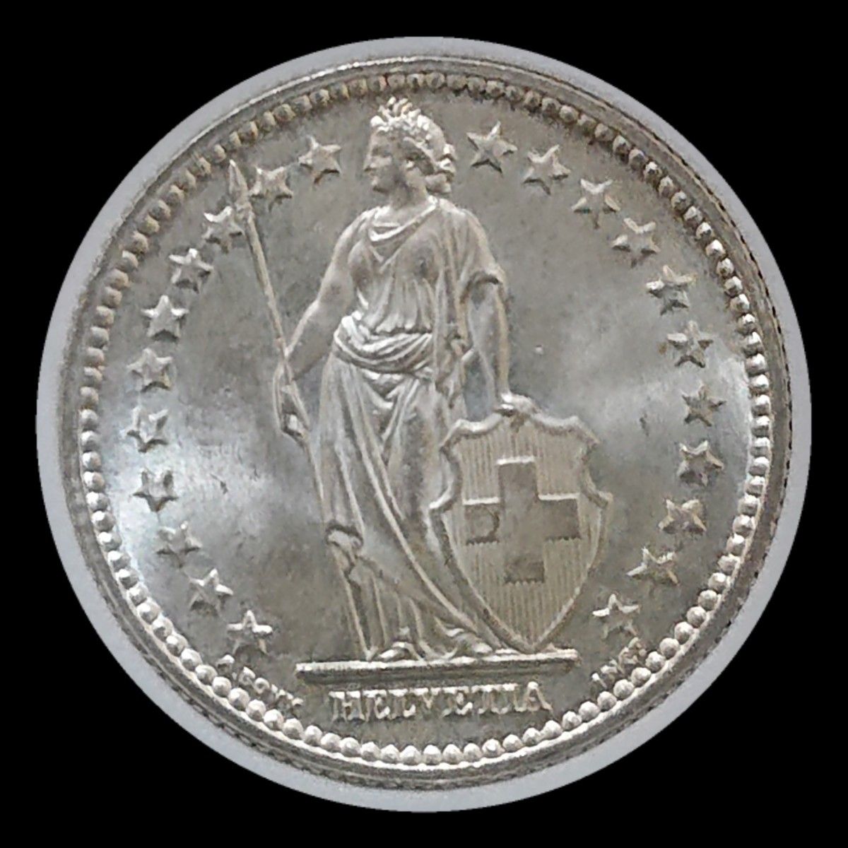 スイス 2フラン銀貨 1953年B