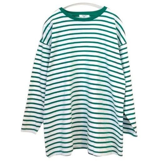 ボーダーチュニック サマンサモスモス ブルー Tシャツ カットソー  春夏 ボーダーTシャツ