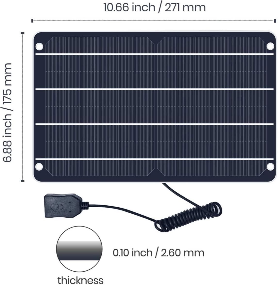 ソーラーパネル 6W 5V 高性能単結晶 usb超薄携帯型 屋外 防水 充電器