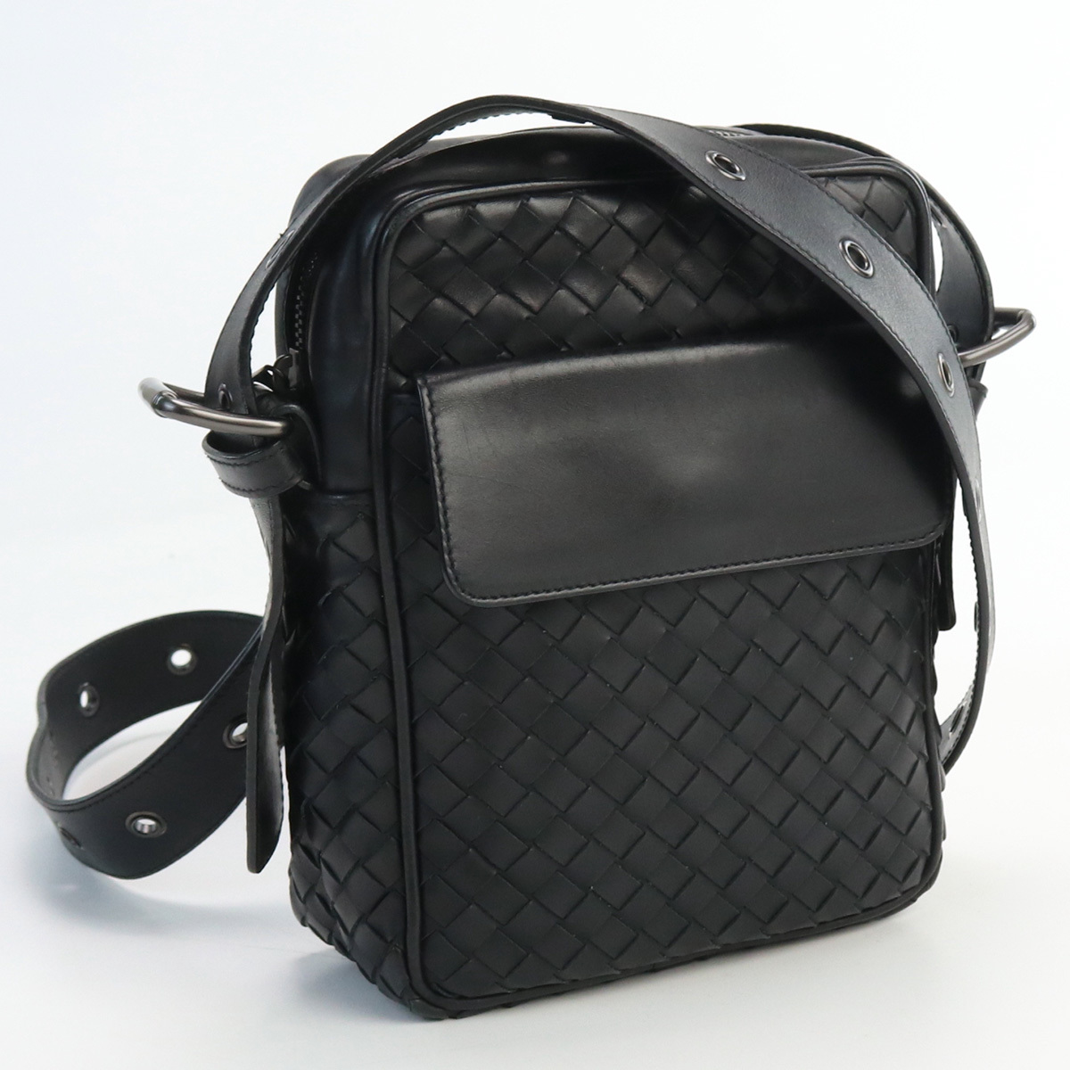 中古良品ボッテガヴェネタBOTTEGA VENETA イントレチャート ショルダーバッグ レザー ブランド 163313 ランク：A us-2 メンズ