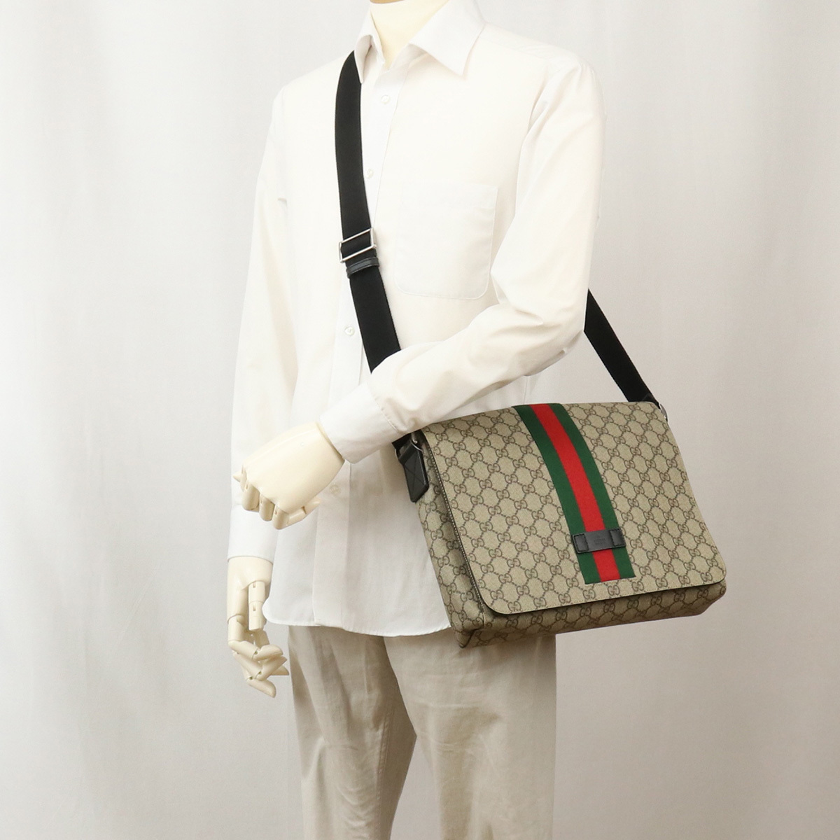 中古良品グッチGUCCI オフィディア ショルダーバッグ　ブランド GGスプリーム 475432 ベージュ系　 ランク：A us-2 メンズ_画像9