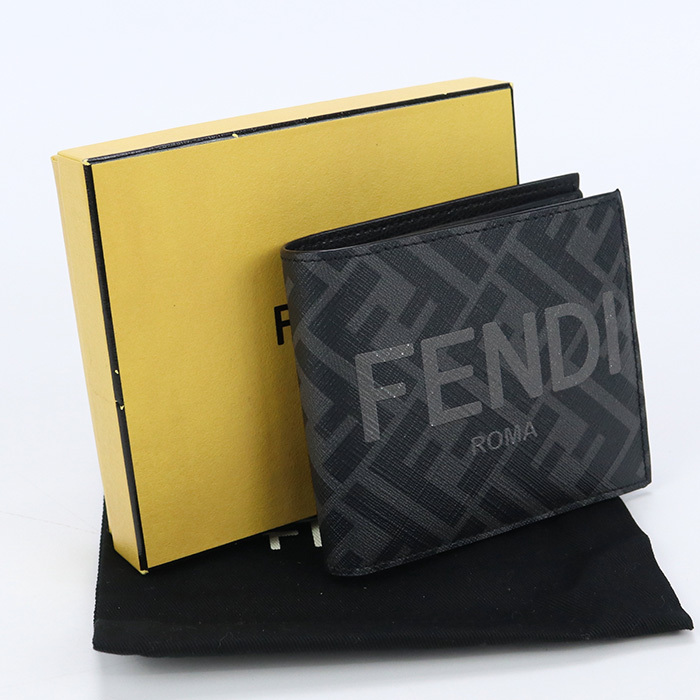 中古良品フェンディFENDI コインケース付 二折財布 ブランド 7M0339 AJJ8 F0TUH ランク：A us-2 メンズ_画像1