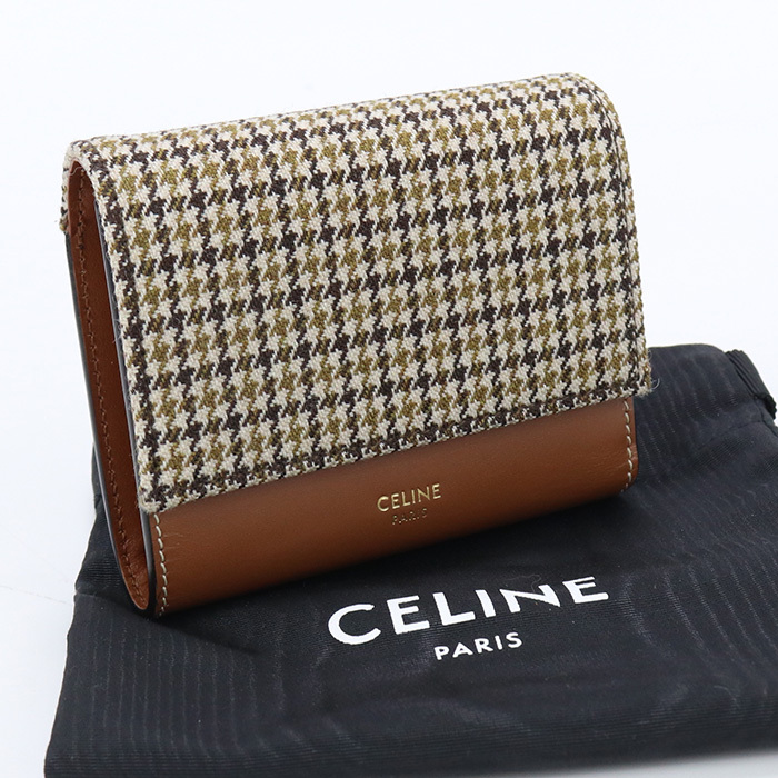 中古良品セリーヌCELINE ツイード スモールウォレット ブランド 三つ折り財布 ランク：A us-2 レディース_画像1