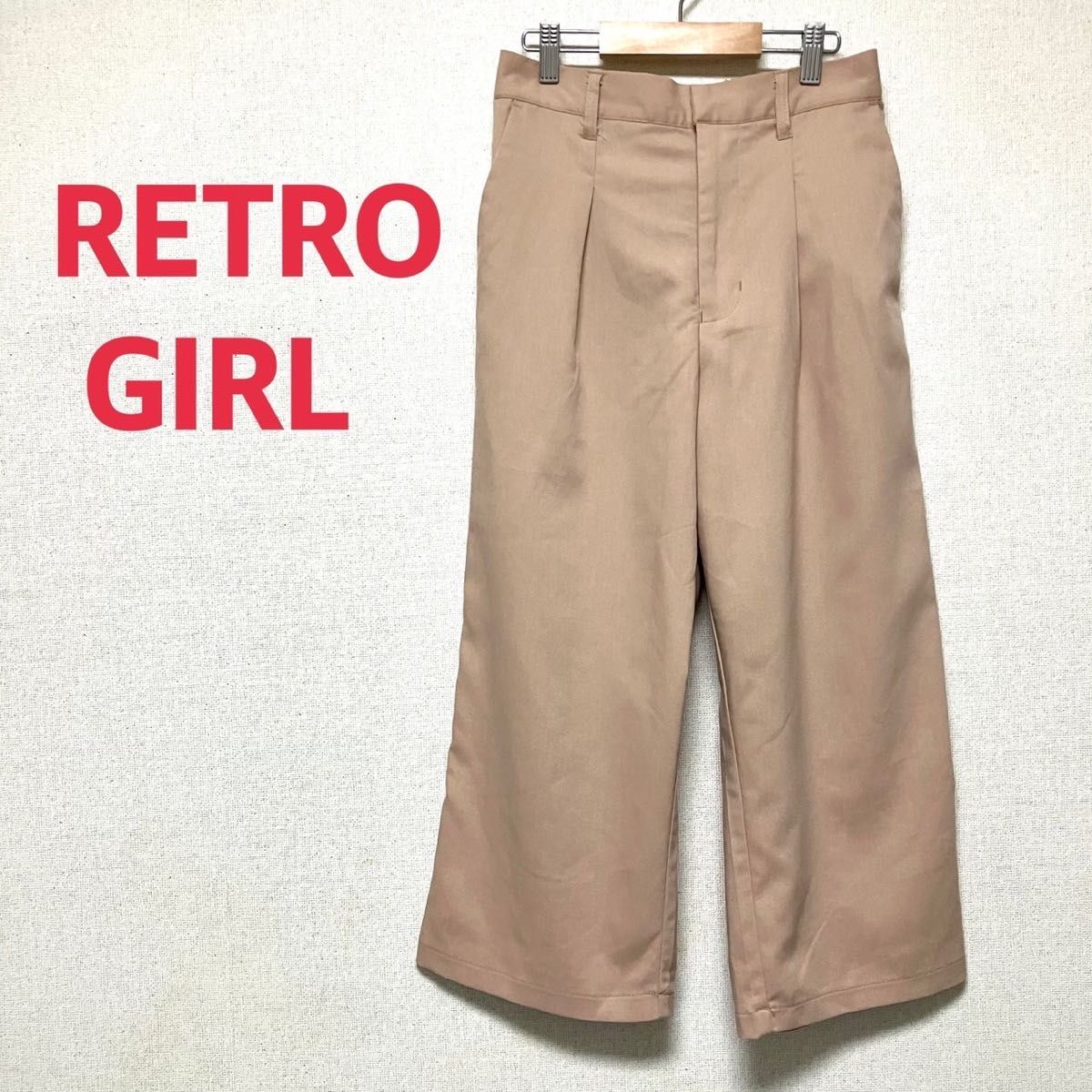 RETRO GIRL レトロガール クロップド タック ワイドパンツ ベージュ Mサイズ アンクル丈