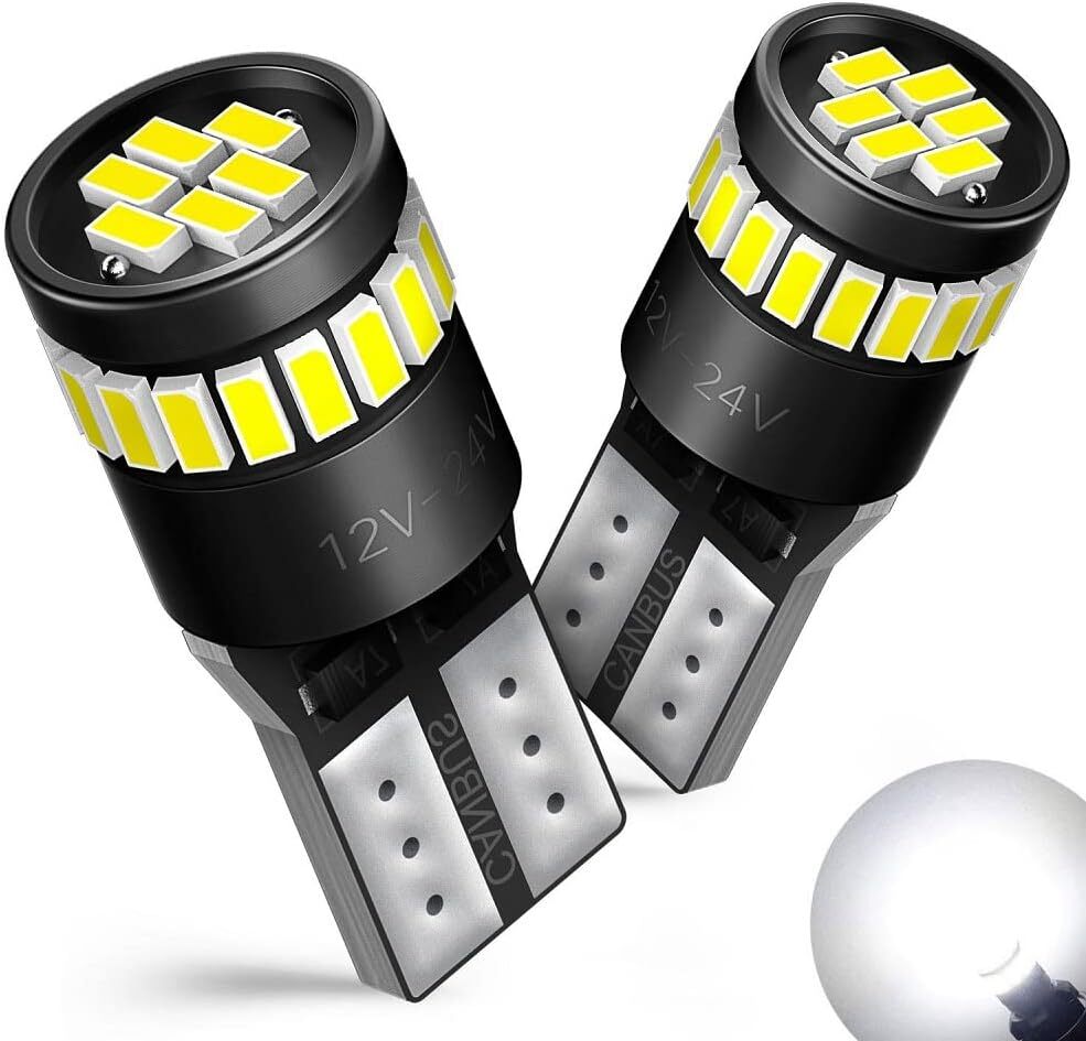 AUXITO T10 LED 爆光 ホワイト 2個 キャンセラー内蔵 LED T10 車検対応 3014LEDチップ24連 12V_画像1