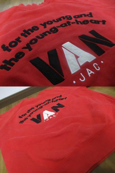 VAN JAC ヴァン アーチロゴ 刺繍 スウェット トレーナー 赤 Mサイズ_画像8
