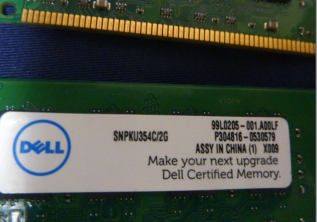 Dell DDR2メモリ PC2-5300　2G×4で8G＋Core 2 Quad Q9400　中古品_画像2
