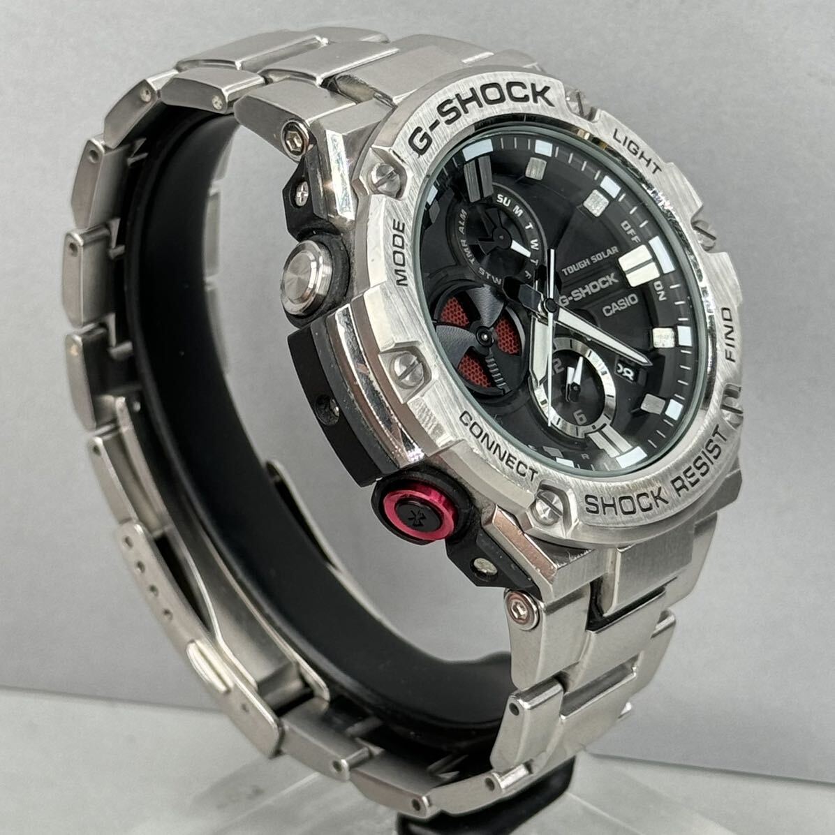 極美品G-SHOCK GST-B100D-1AJF GスチールG-STEEL タフソーラー Bluetooth搭載モバイルリンク メタルバンド/メタルベゼル ブラック シルバーの画像6