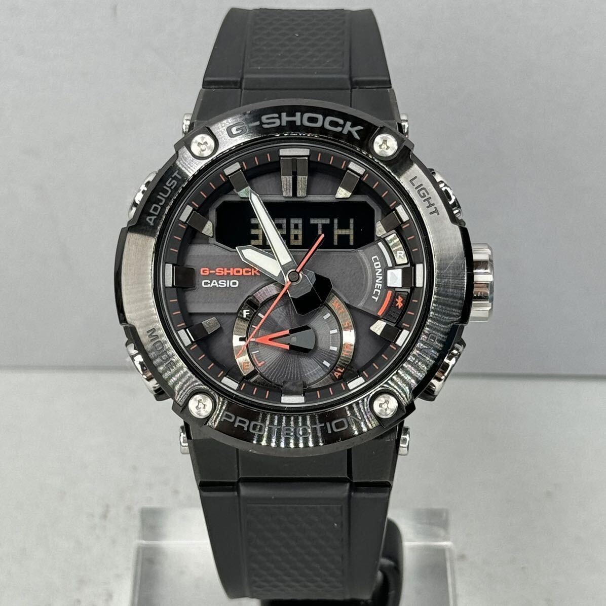 美品 G-SHOCK GST-B200B-1AJF GスチールG-STEEL タフソーラー Bluetooth搭載モバイルリンク アナデジ ブラック 反転液晶 メタル カーボンの画像5