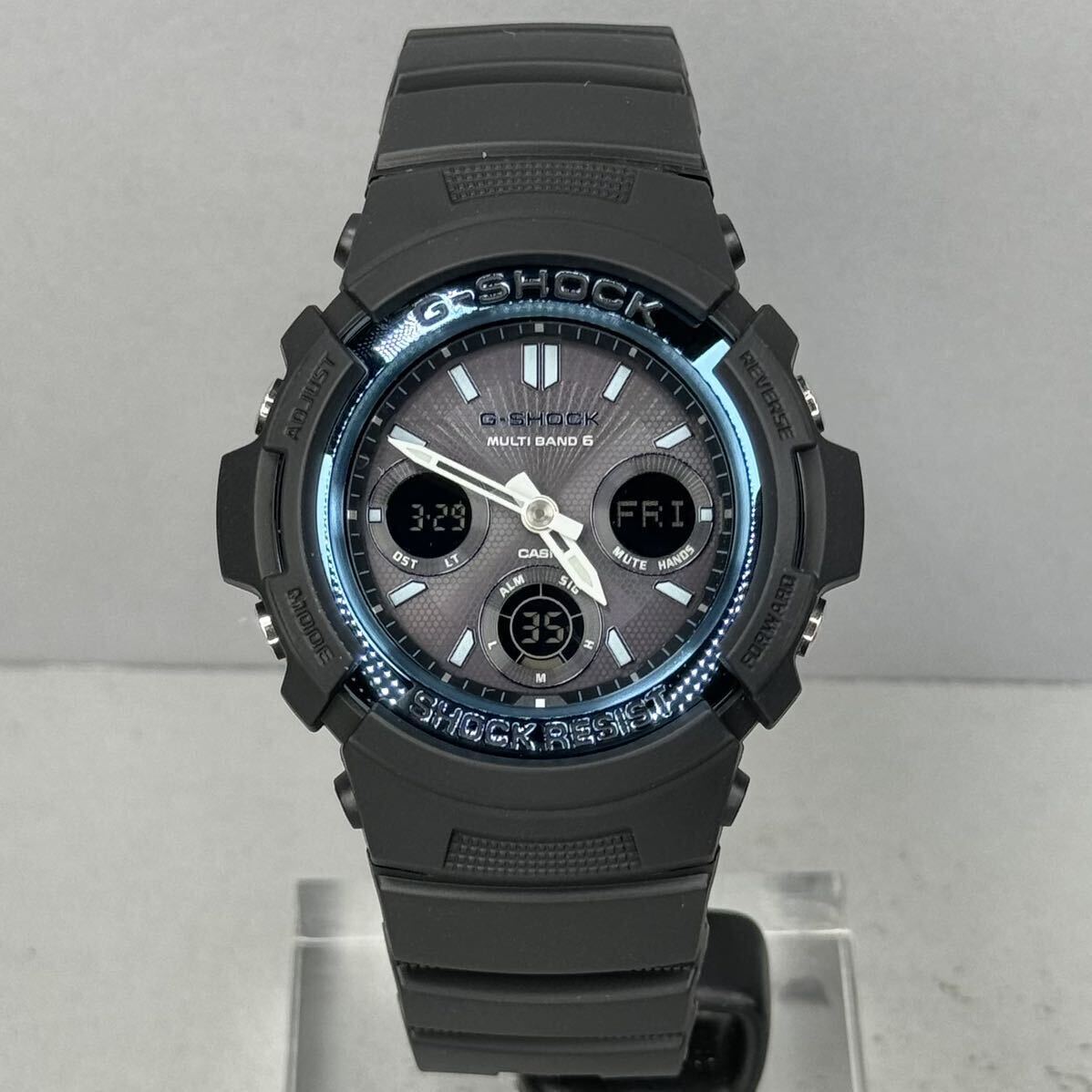 未使用同様 極美品G-SHOCK AWG-M100A-1AJF タフソーラー 電波受信 電波ソーラー マルチバンド6 アナログ/デジタル ブラック 反転液晶_画像5