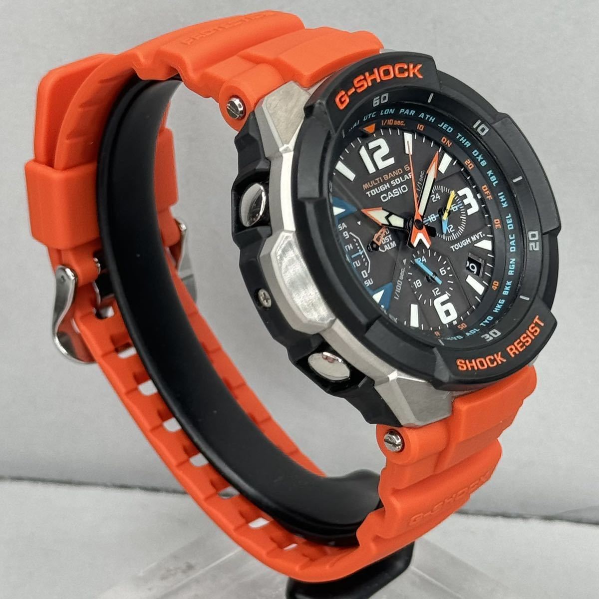 極美品 G-SHOCK GW-3000M-4AJF グラビティマスター スカイコックピット タフソーラー 電波受信 電波ソーラー マルチバンド6 オレンジバンド_画像6