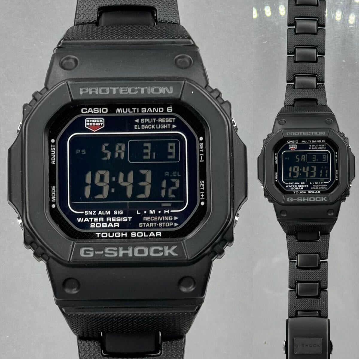 極美品 G-SHOCK GW-M5610BC-1JF タフソーラー 電波受信 電波ソーラー マルチバンド6 ブラック 反転液晶 メタルコアバンド スクウェア_画像3