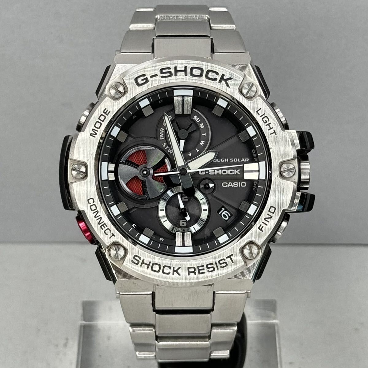 極美品G-SHOCK GST-B100D-1AJF GスチールG-STEEL タフソーラー Bluetooth搭載モバイルリンク メタルバンド/メタルベゼル ブラック シルバー_画像5