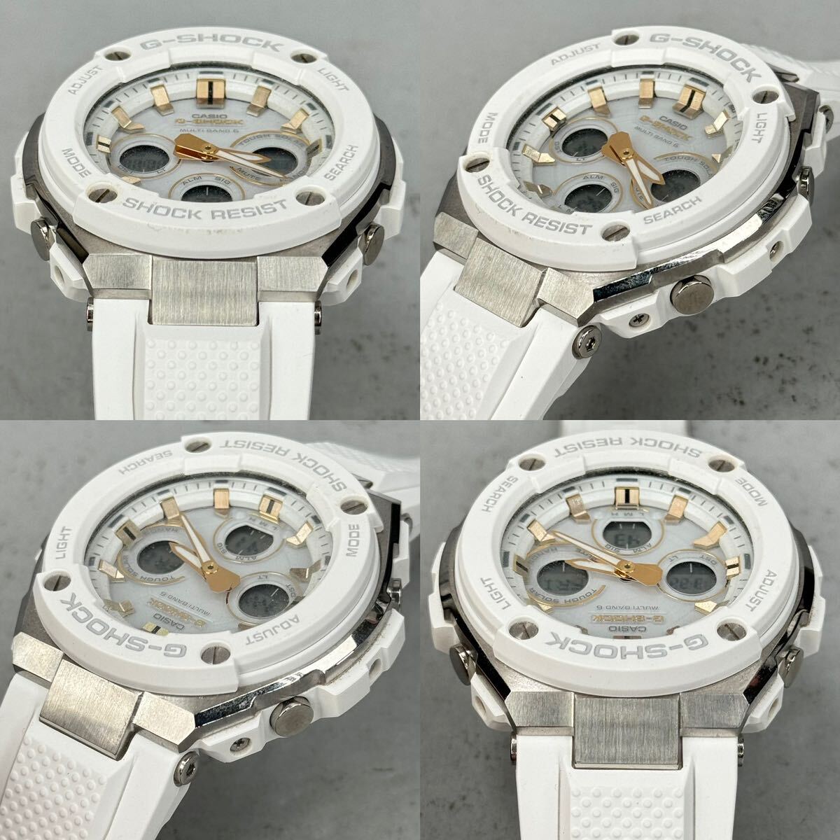 極美品 G-SHOCK GST-W300G-7AJF Gスチール G-STEELタフソーラー 電波受信 電波ソーラー マルチバンド6 アナデジ ホワイト ゴールド _画像4