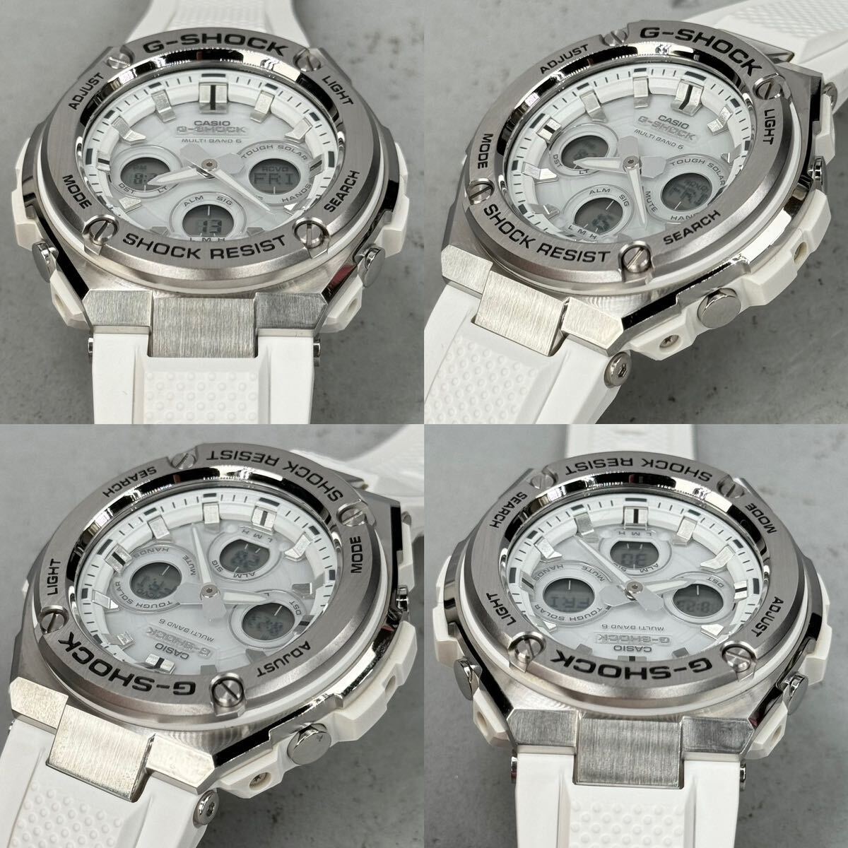 極美品 G-SHOCK GST-W310-7AJF G-STEEL/Gスチール タフソーラー電波受信 電波ソーラー マルチバンド6 メタルベゼル ホワイト アナデジの画像4