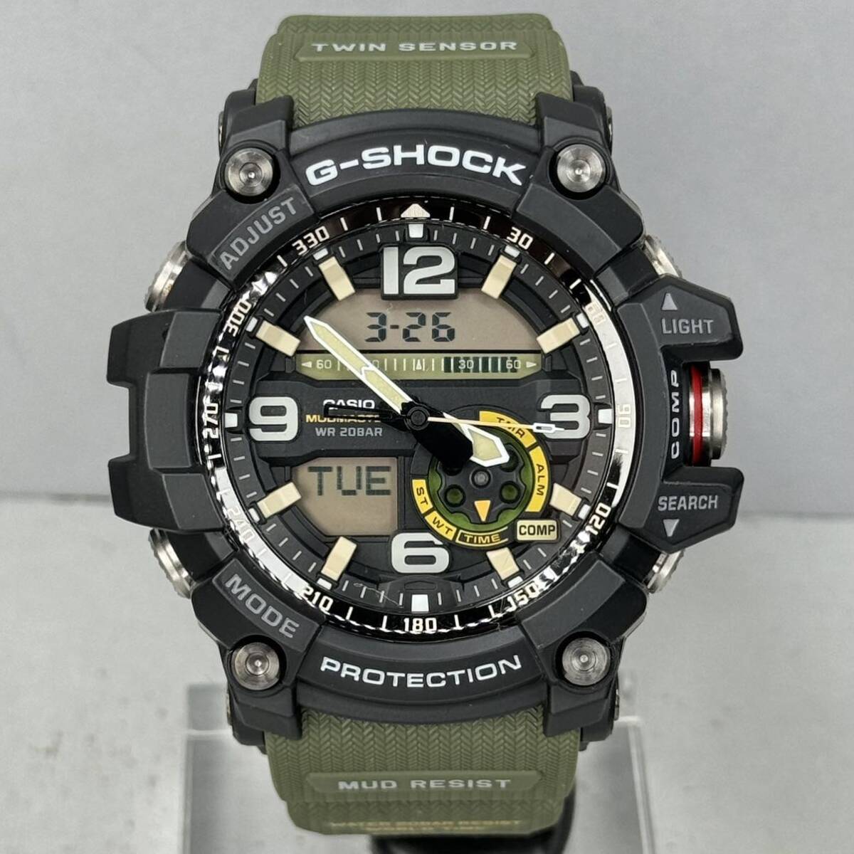 極美品 G-SHOCK GG-1000-1A3JF MUDMASTERマッドマスター マッドレジスト 方位.温度計搭載 ツインセンサー アーミーグリーン アナデジ_画像5