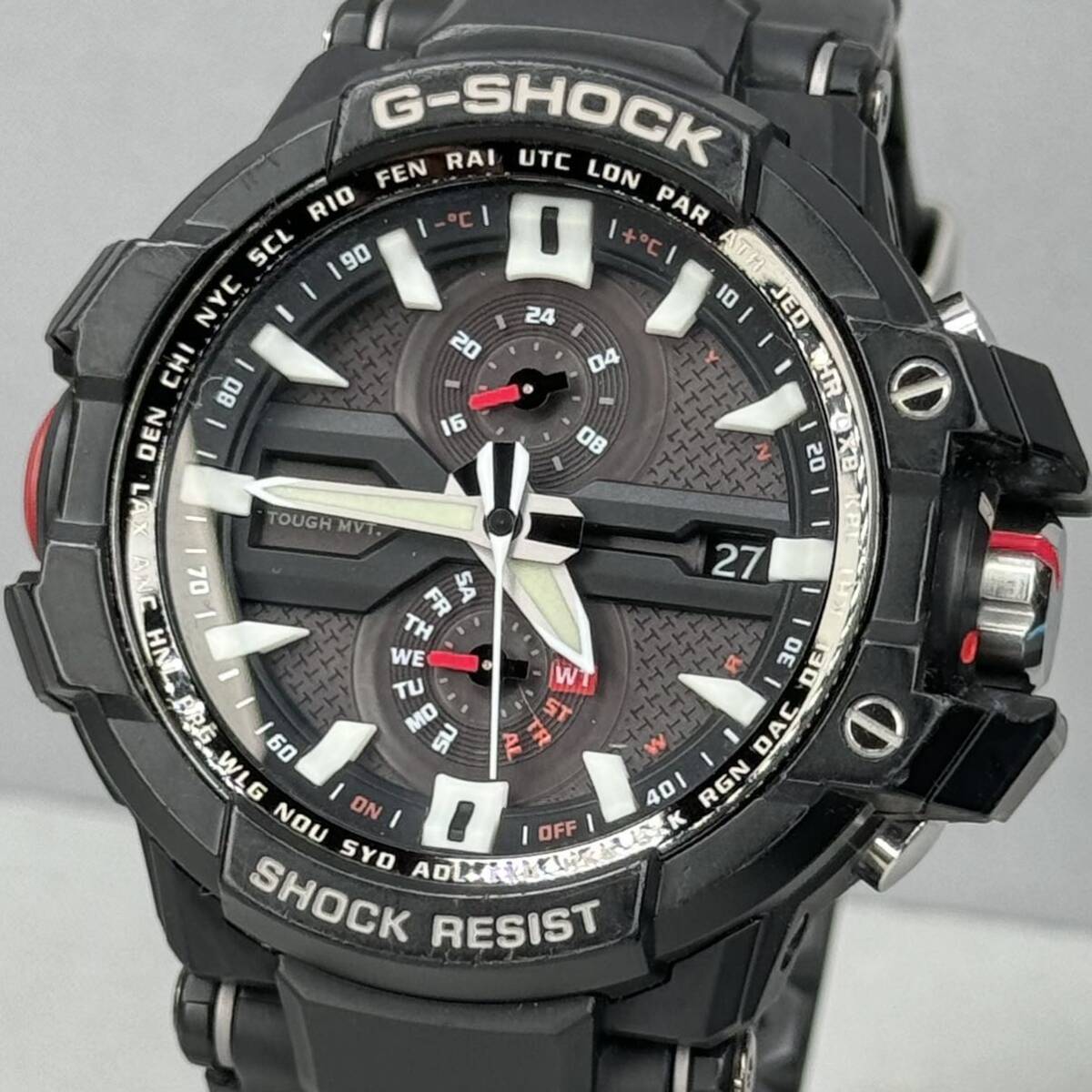 美品 G-SHOCK GW-A1000-1AJF グラビティマスター スカイコックピット タフソーラー 電波受信 電波ソーラー マルチバンド6 ブラック ラバー_画像1