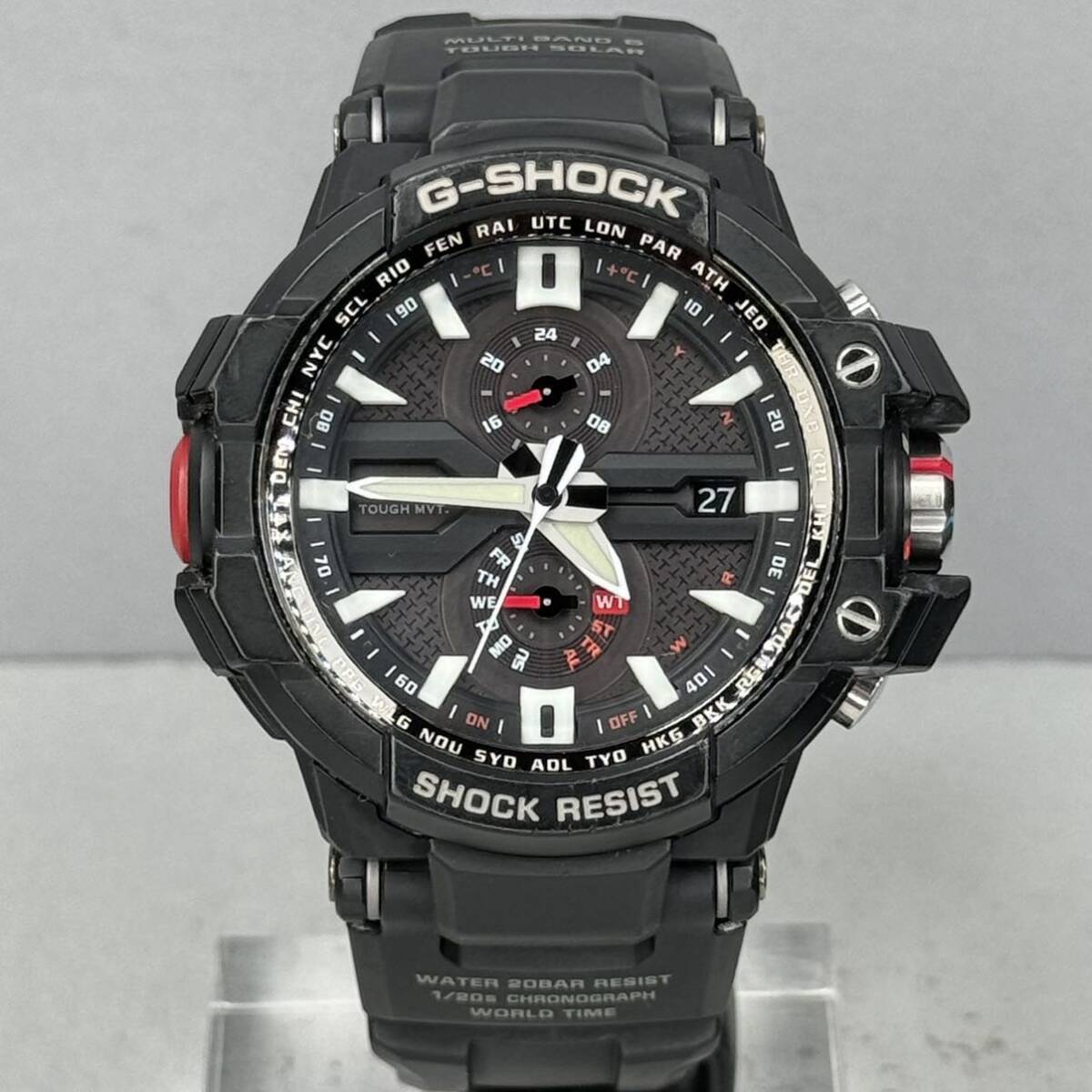 美品 G-SHOCK GW-A1000-1AJF グラビティマスター スカイコックピット タフソーラー 電波受信 電波ソーラー マルチバンド6 ブラック ラバー_画像5