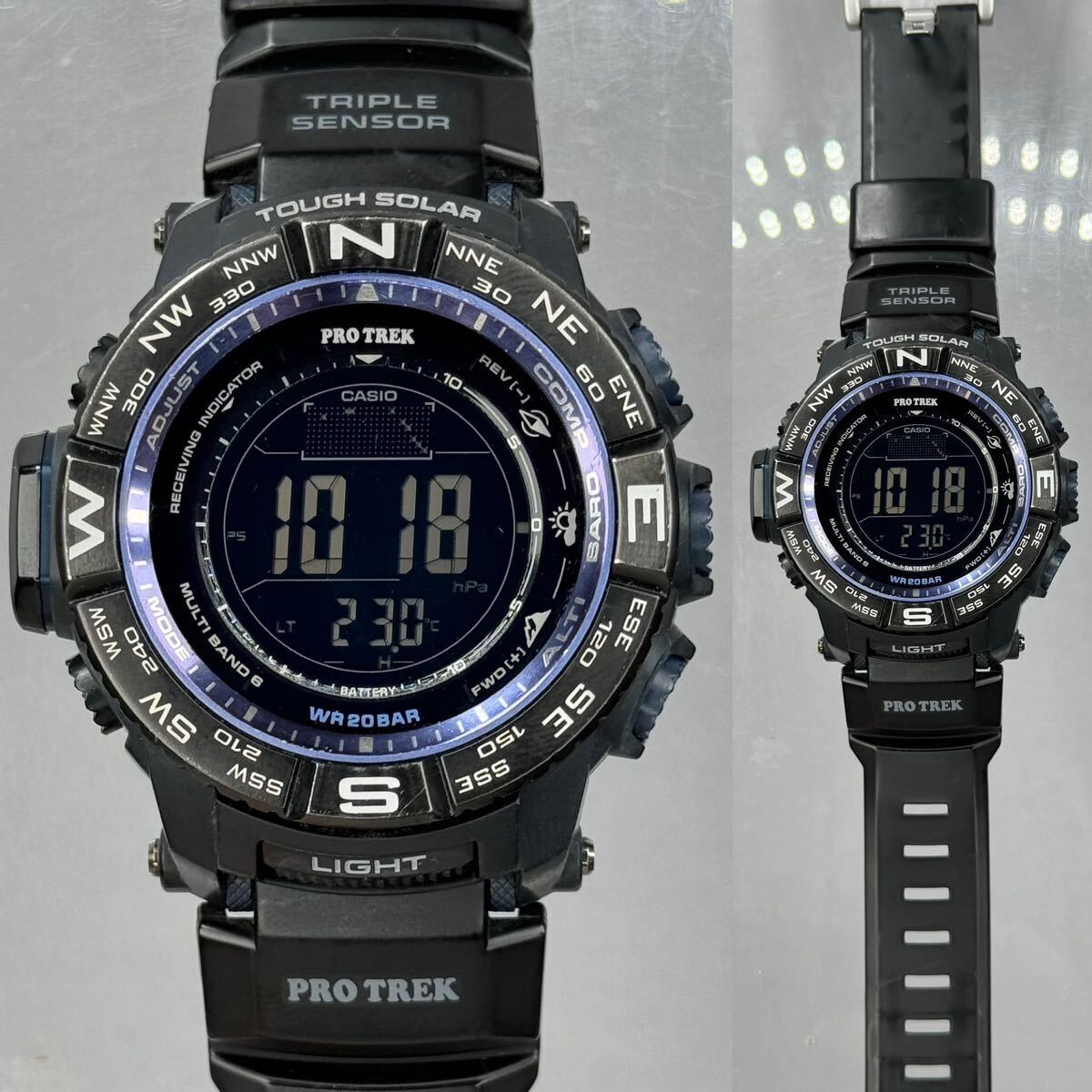 美品 PROTREK PRW-3500Y-1JF タフソーラー 電波受信 電波ソーラー マルチバンド6方位/温度/気圧計 トリプルセンサー ブラック 反転液晶_画像3