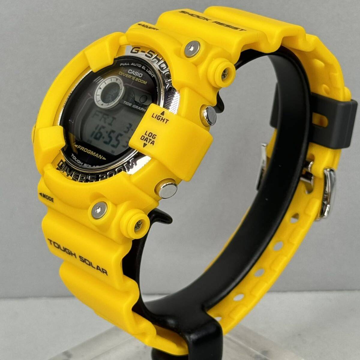 未使用同様 極美品 G-SHOCK GF-8250-9JF FROGMAN フロッグマン タフソーラー イエロー シルバー 潜水蛙 スクリューバック ステンレスケースの画像7