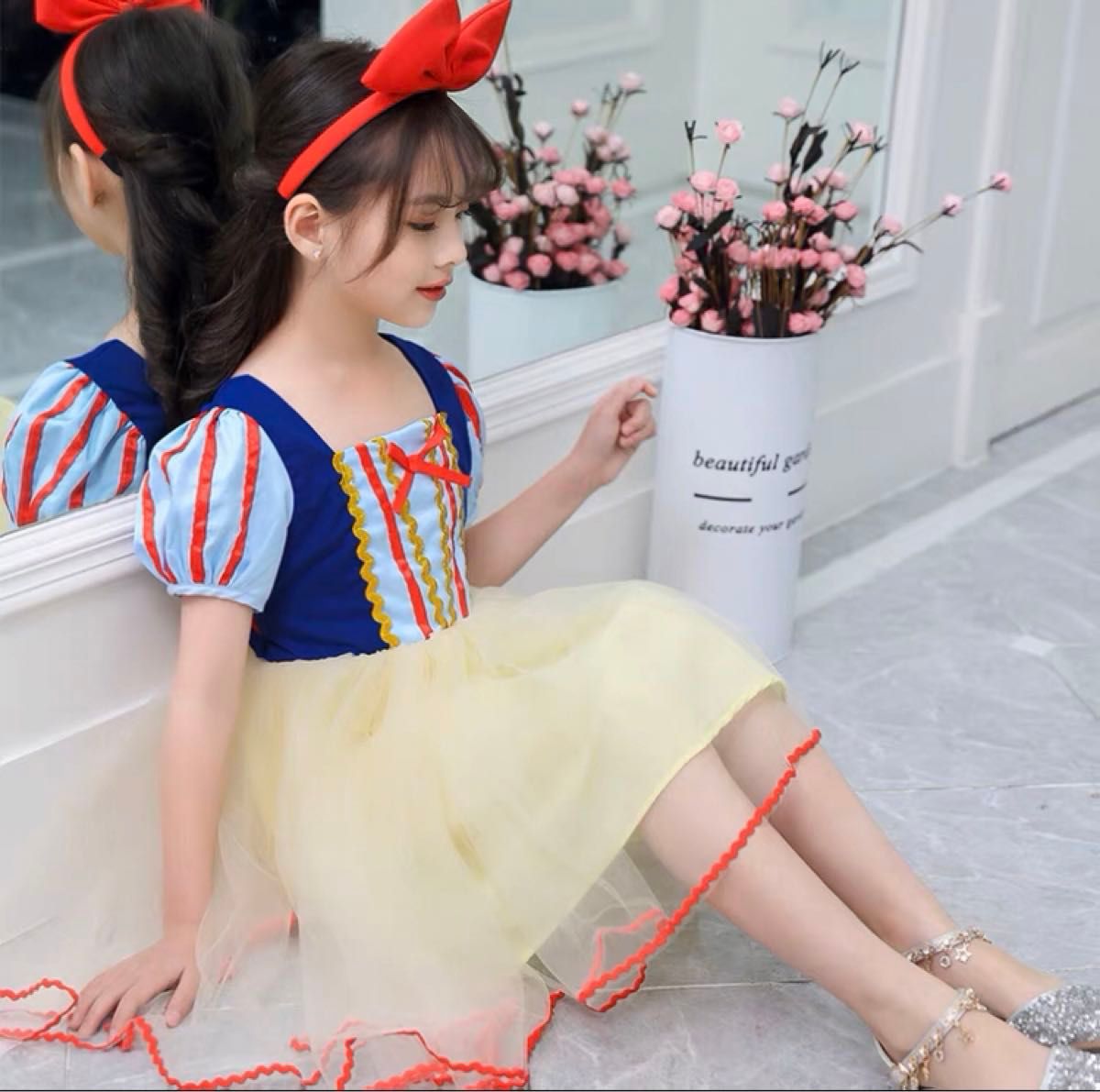 コスプレ プリンセス ディズニーコスチューム 白雪姫 ドレス 女の子 100 90 新品 コスチューム 衣装 カチューシャ 新品