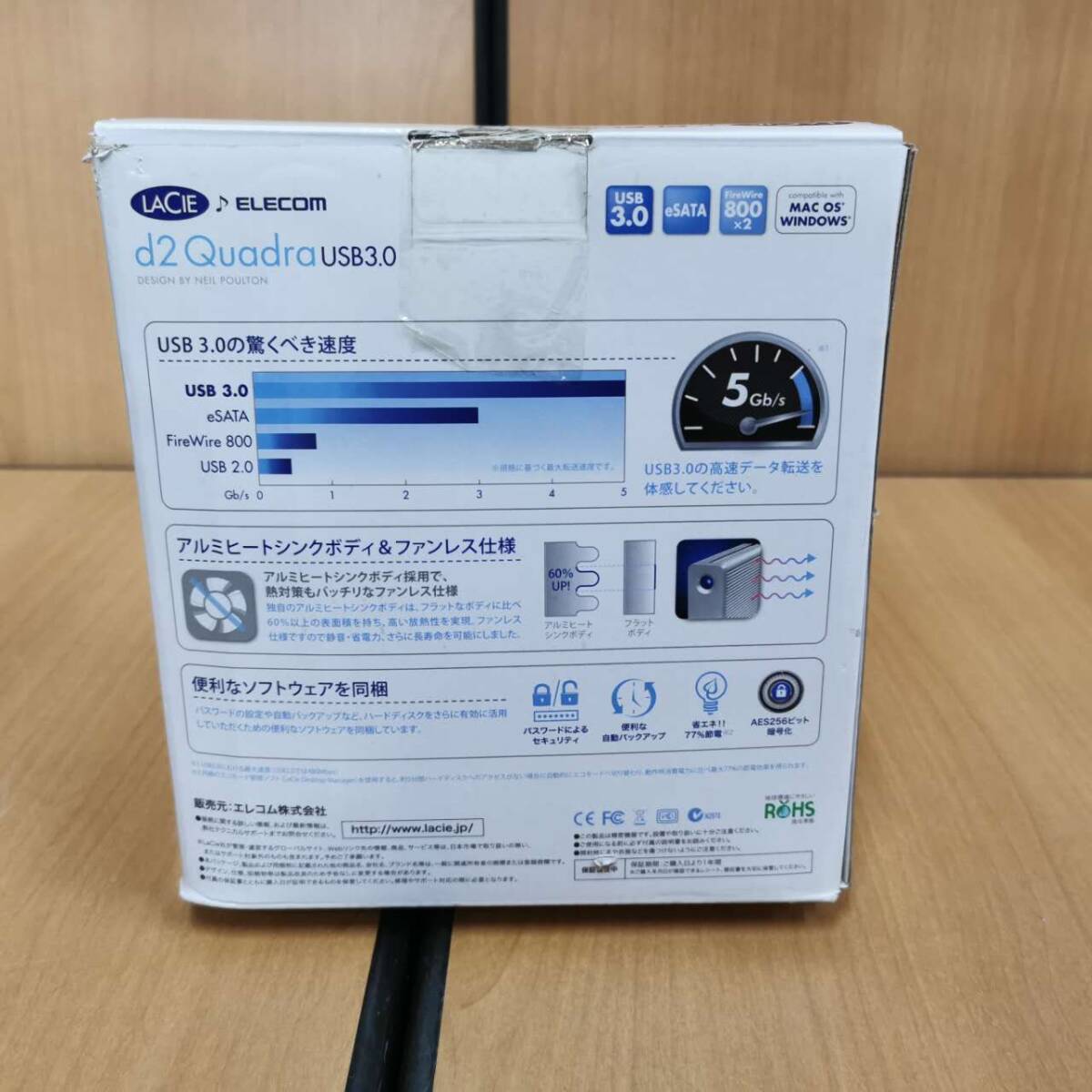 ELECOM [LaCie d2 quadra] LCH-2D2TQS 3.5インチ エレコム 外付け HDD ハードディスクドライブ 2TB USB 認識確認 現状品_画像5