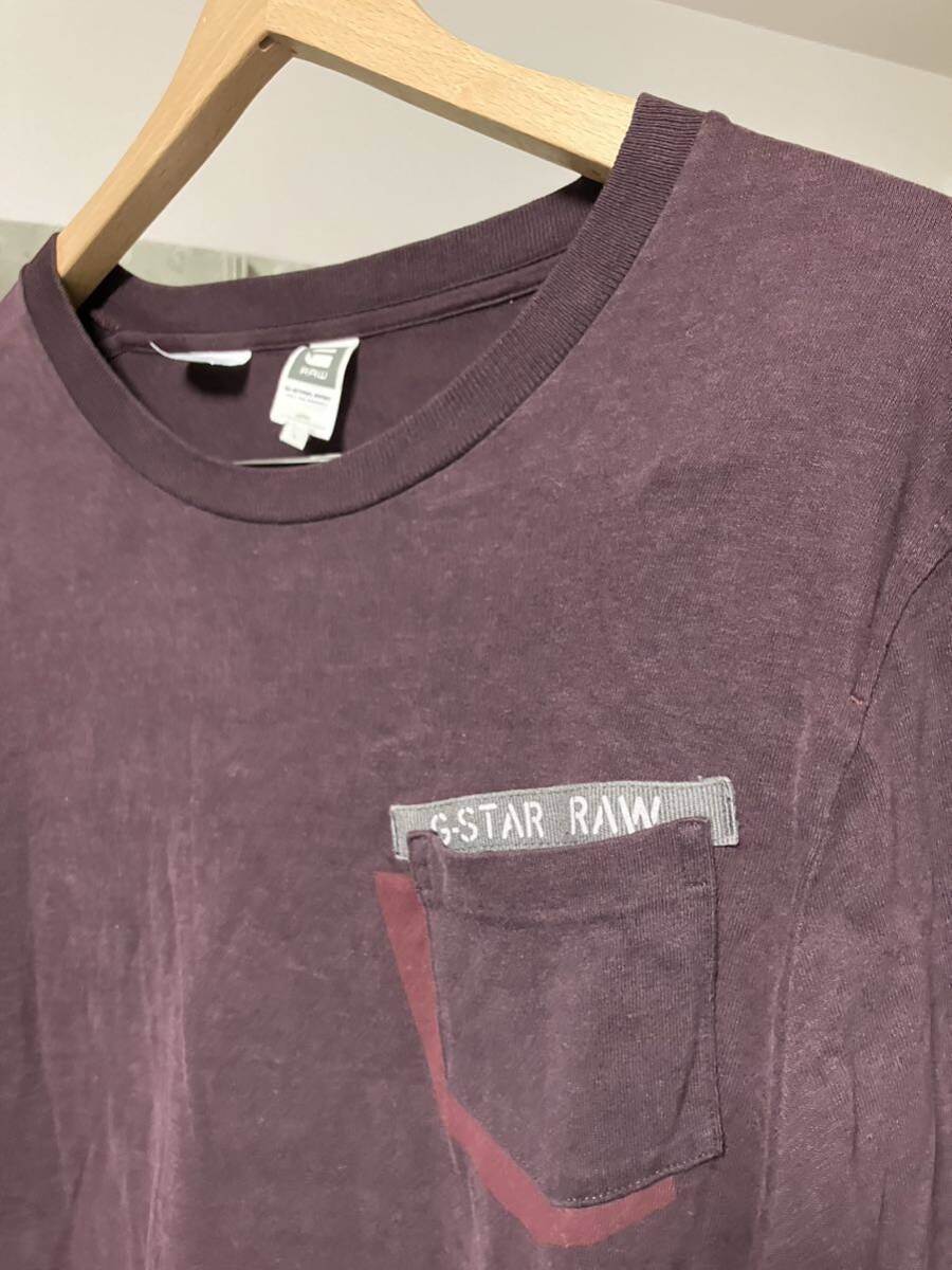 USED美品！G-STAR RAW ジースターロゥ長袖 Tシャツ Ｌボルドー（あずき色）_画像2