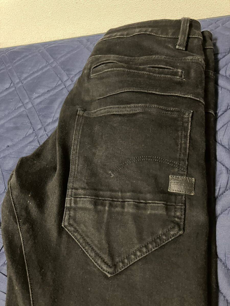 USED美品！G-STARRAW☆ジースターロウ☆D-STAQ 3D SLIM☆ストレッチデニムパンツW28L30黒ブラックジーンズ _画像9