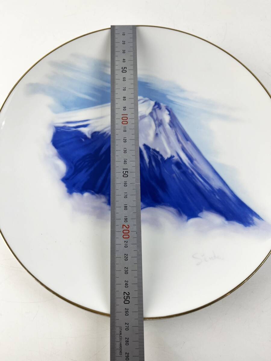 当時物 Noritake ノリタケ 飾り皿 大皿 丸皿 富士山 色絵 サインあり 金縁 記念品 インテリア コレクション 骨董 食器 １円～_画像8