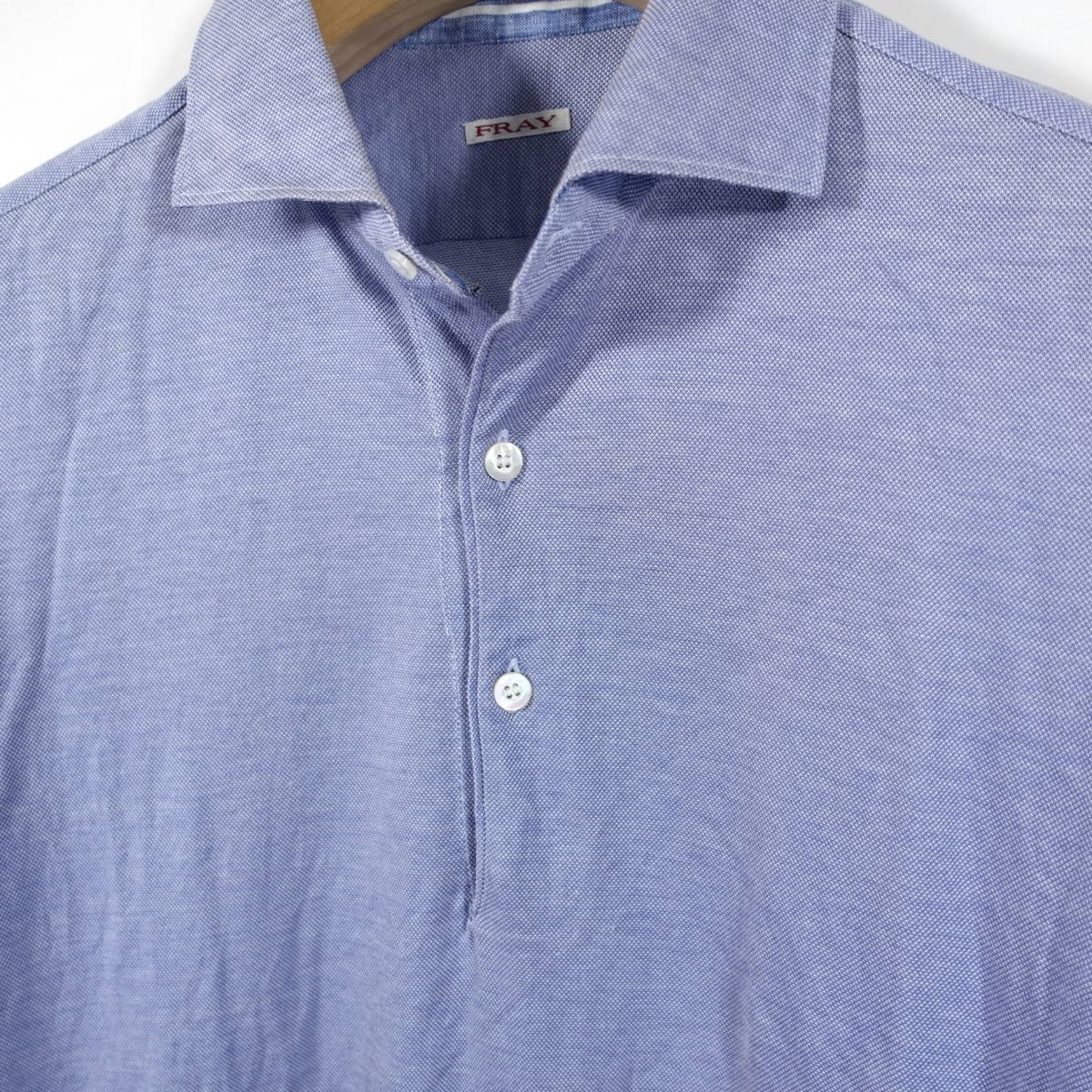 【良品】FRAY　鹿の子ポロシャツ　フライ　サイズ４０　１５．７５　ライトブルー