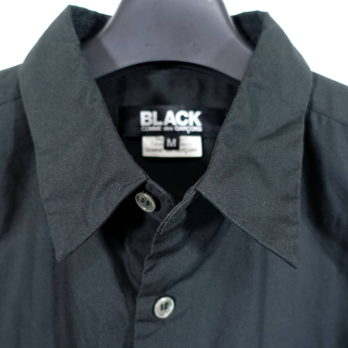 【良品】ブラックコムデギャルソン　ワッペン半袖シャツ　Black COMME des GARCONS　サイズＭ　黒