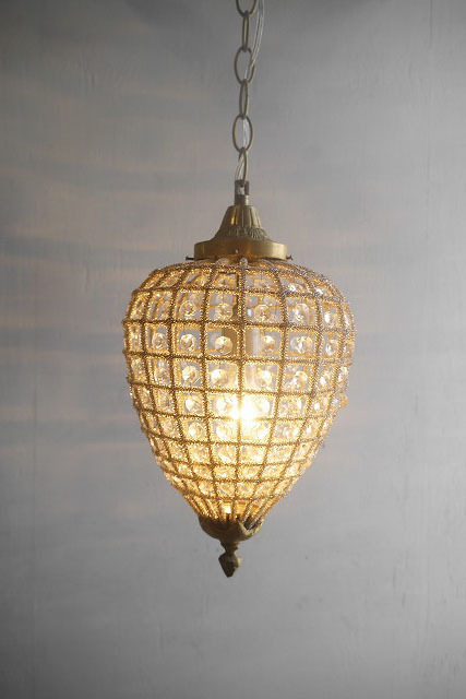 アンティーク調　フランス　ガラス装飾　1灯シャンデリア　A [pc-579]　ランプ　ライト_画像1