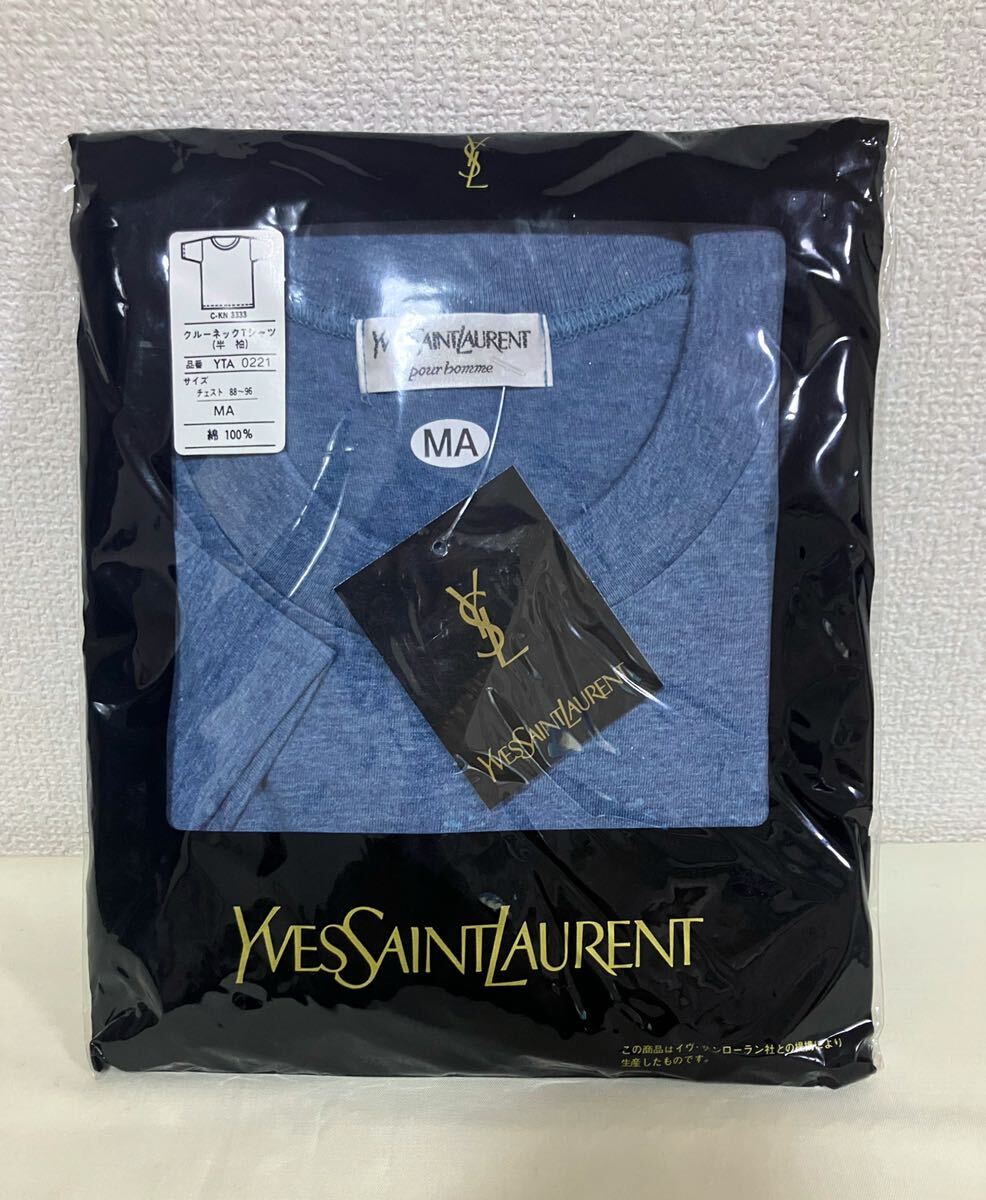 【未使用】80’s 90’s Yves Saint laurent Pour Homme ワンポイントロゴ 半袖Tシャツ ヴィンテージ デッドストック サイズ Mの画像1