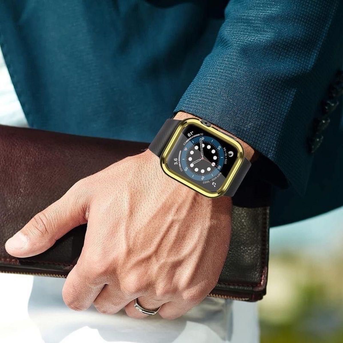 KIMOKU コンパチブル アップルウォッチ ケース 49mm カバー ゴールド かっこいい Apple Watch