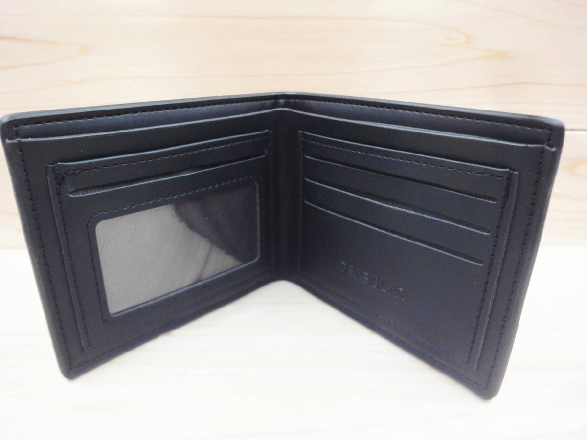 新品未使用 PUレザー財布ブラック つや消し カードホルダー 二つ折り財布 メンズPUレザーウォレット 送料無料