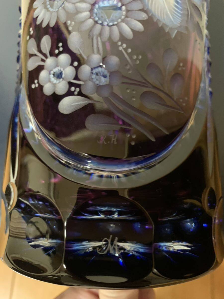 希少 Meissen マイセン 三色被せ 大型 花瓶 クリスタルカット 希少 Meissen マイセン 三色被せ 大型 花瓶 クリスタルカット