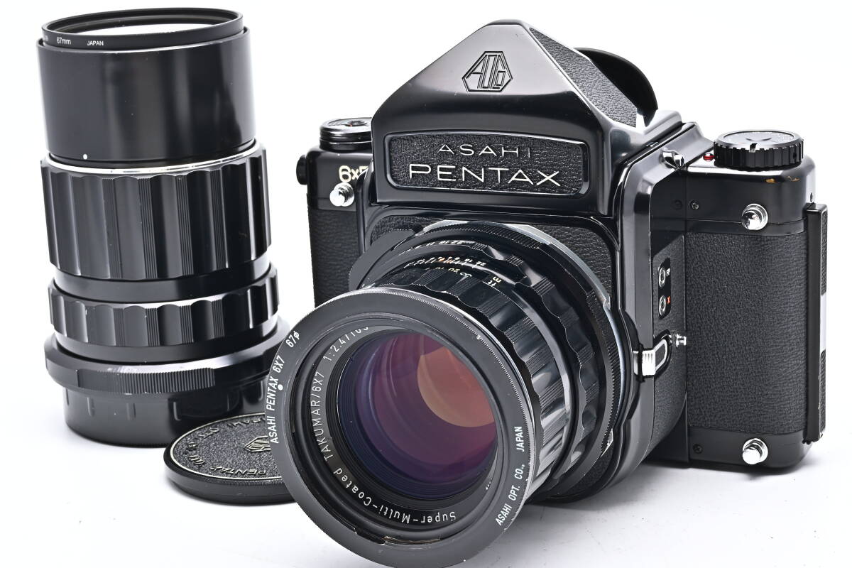 1C-598 PENTAX ペンタックス 6X7 アイレベル Super-Multi-Coated TAKUMAR/6X7 105mm f/2.4 + 200mm f/4 中判カメラ_画像1